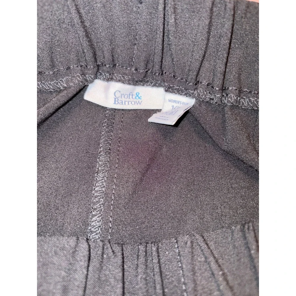 Croft & Barrow Womens Plus 16W Short Black Elastic Waist Side Pocket Pants